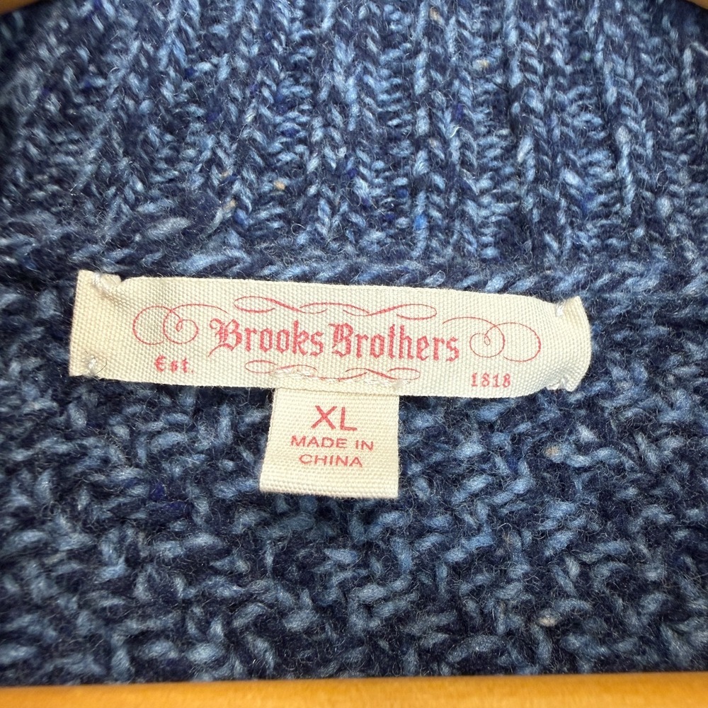 Brooks Brothers Lambs Wool Chunky Knit Shawl Loop Collar Cardigan Sweater XL - Picture 5 of 12